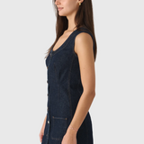 Patch Pocket Dress Dark Rinse