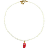 Beaded Necklace and Fish Charm