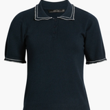 Springsteen Knit Polo Blue With Ecru
