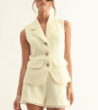 WALDA FRINGED HEM BUCLE BLAZER VEST