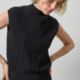 Mock Neck Wedge Sweater Black