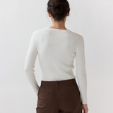 Nia Long Sleeve Ribbed Henley Ivory