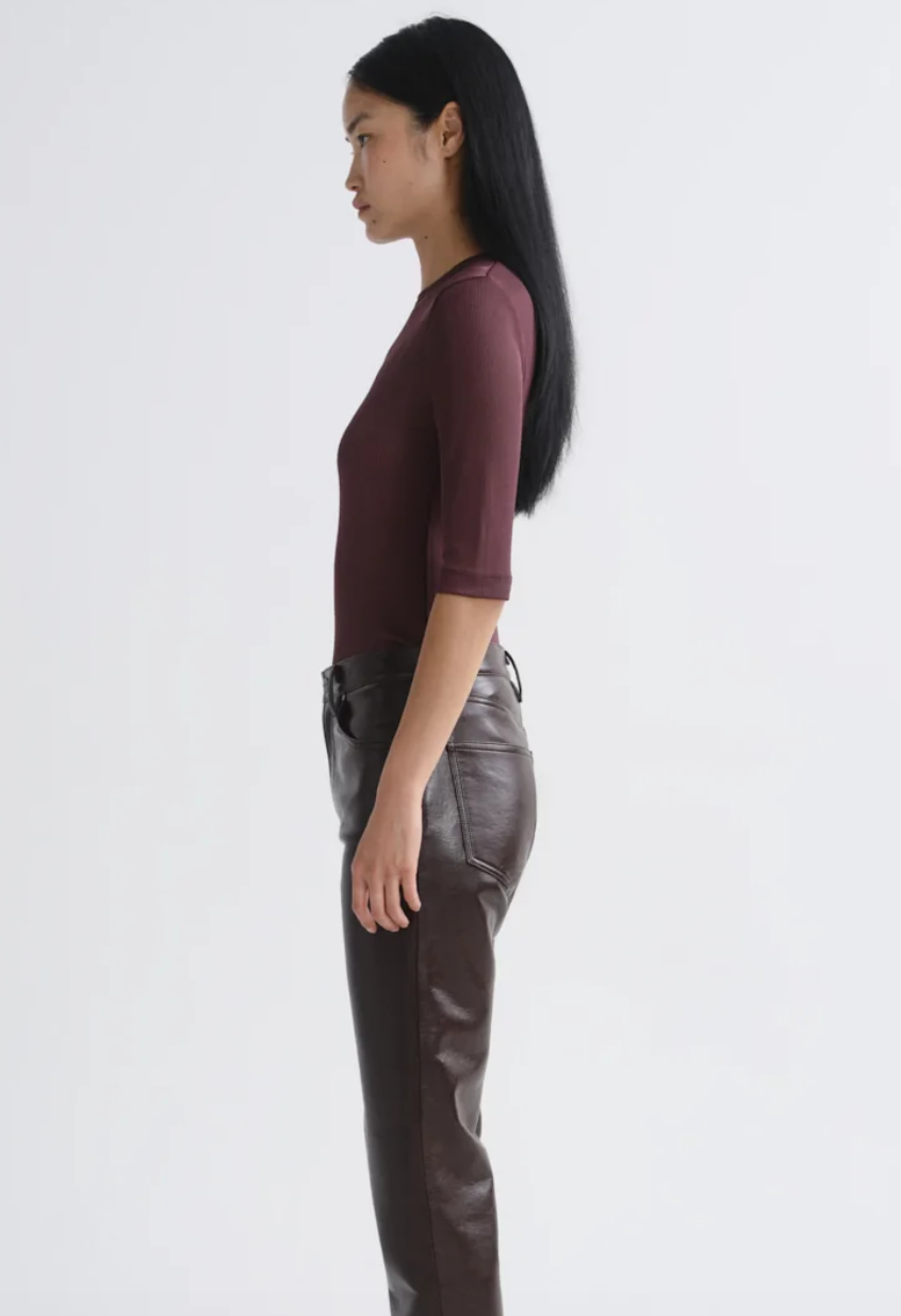 Saige Tee Dark Brown Burgundy
