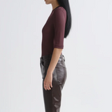 Saige Tee Dark Brown Burgundy