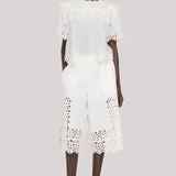 Leila Eyelet Short Sleeve Top White