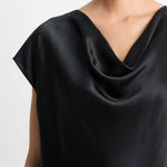 Cowl Neck Cap Sleeve Blouse Black