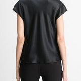 Cowl Neck Cap Sleeve Blouse Black