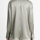 Silk Satin Rugby Shirt Smoky Moss