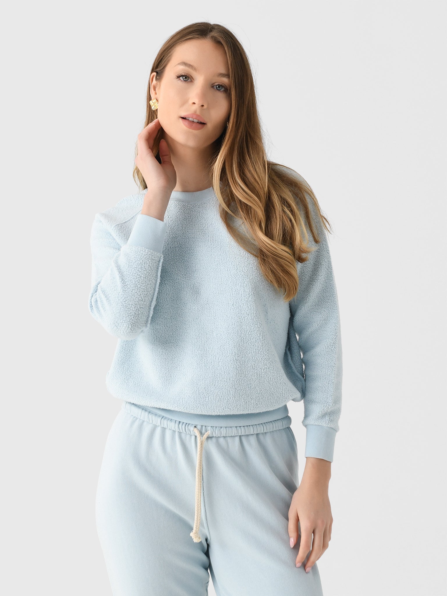 Ziggy Inside Out Fleece Long Sleeve Sweatshirt Baby Blue