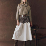 The Crochet Collar Pullover Oat with Brown