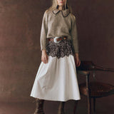 The Crochet Collar Pullover Oat with Brown