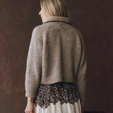 The Crochet Collar Pullover Oat with Brown