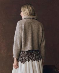 The Crochet Collar Pullover Oat with Brown