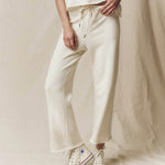 Wide Leg Cropped Sweatpant Washed White