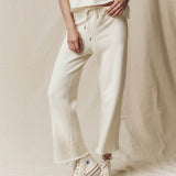 Wide Leg Cropped Sweatpant Washed White