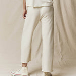 Wide Leg Cropped Sweatpant Washed White
