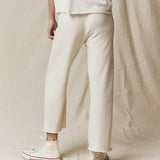 Wide Leg Cropped Sweatpant Washed White