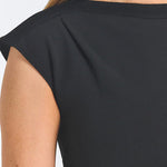 Luelle Crepe Knit Assymetric Top Black