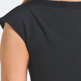 Luelle Crepe Knit Assymetric Top Black