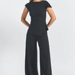 Luelle Crepe Knit Assymetric Top Black