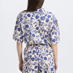 Belen Printed Satin Stripe Pull On Short French Blue Multi