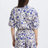 Belen Printed Satin Stripe Pull On Short French Blue Multi