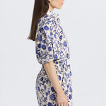 Belen Printed Satin Stripe Pull On Short French Blue Multi