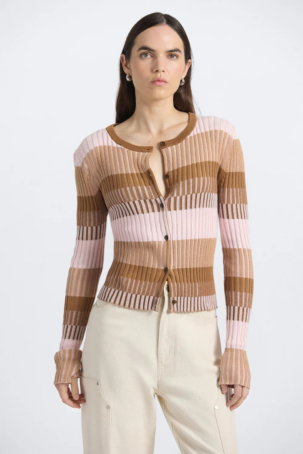 Thibeaut Plaited Stripe Cardigan Spice Multi