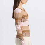 Thibeaut Plaited Stripe Cardigan Spice Multi