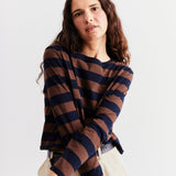 The Venice Long Sleeve Coffee/Navy