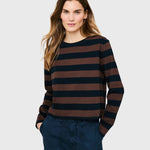 The Venice Long Sleeve Coffee/Navy