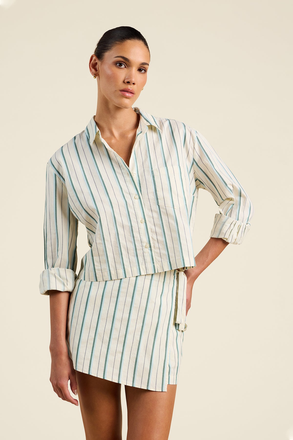 Nessa Shirt Verde Stripes