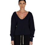 Les Tien Veronica Double V Roll Neck Navy