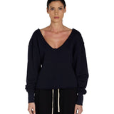 Les Tien Veronica Double V Roll Neck Navy