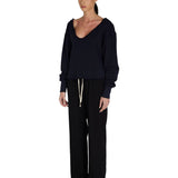 Les Tien Veronica Double V Roll Neck Navy