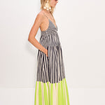 Romi Poplin Dress Black/Cream/Lime Multi