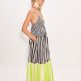 Romi Poplin Dress Black/Cream/Lime Multi