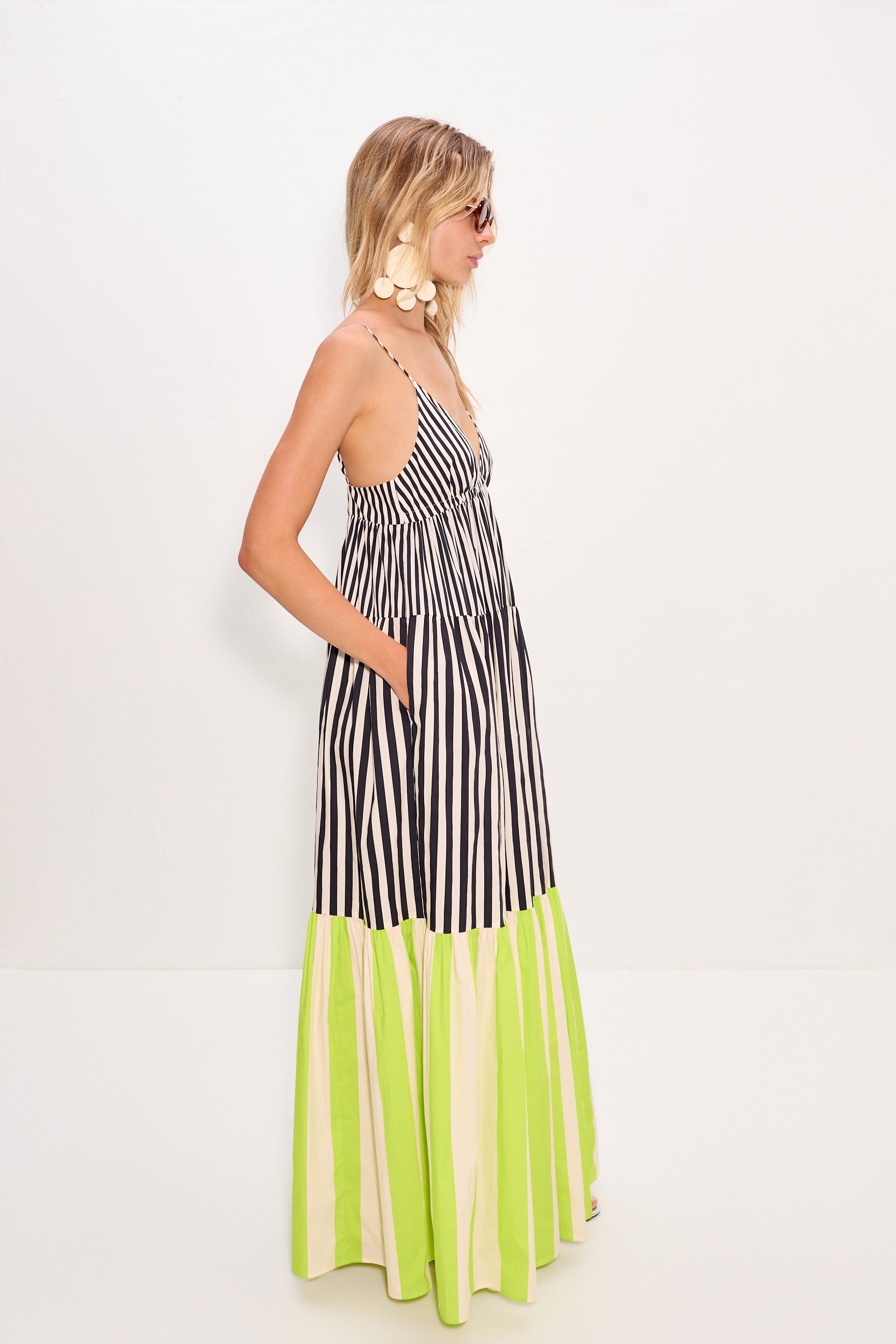 Romi Poplin Dress Black/Cream/Lime Multi