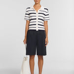 Accordian Shirt Navy/ Ivory Stripe