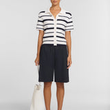 Accordian Shirt Navy/ Ivory Stripe