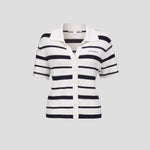Accordian Shirt Navy/ Ivory Stripe