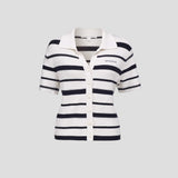 Accordian Shirt Navy/ Ivory Stripe