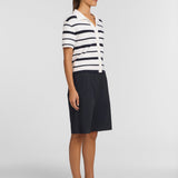 Accordian Shirt Navy/ Ivory Stripe