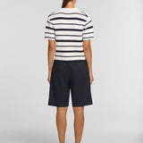 Accordian Shirt Navy/ Ivory Stripe