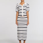 Accordian Shirt Navy/ Ivory Stripe