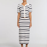 Accordian Shirt Navy/ Ivory Stripe