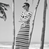 Accordian Shirt Navy/ Ivory Stripe