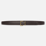 The Leather Square Buckle Belt Dark Brown