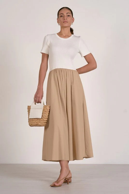Duo Maxi Dress White Tan