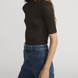 The Lurex Mock Neck Tee Americano